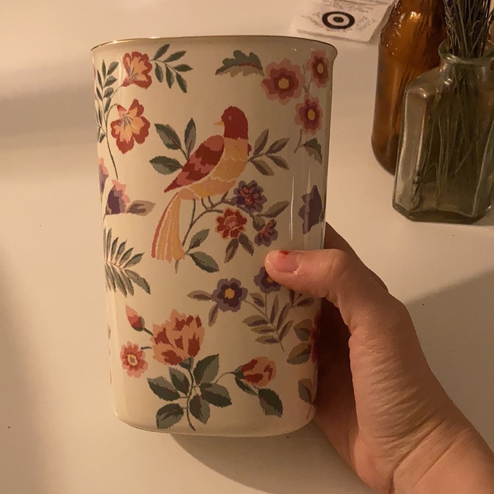 SOLD Floral and Bird Vase | Spring / Flower / Mockingbird design